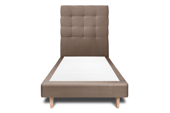 Lit 90x190 cm - Sommier tapissier H29 cm + tête de lit capitonnée - Tissu Velours Taupe