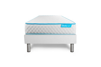 Ensemble Matelas Sommier 90x190 cm - Sommier Blanc (déjà monté) - Bodyone
