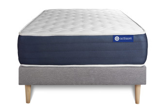Ensemble Matelas Sommier 80x190 cm - Sommier Gris (en kit) - Actiflex Sleep