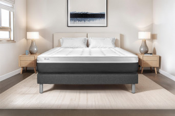 Ensemble Matelas Sommier 140x200 cm - Sommier Gris (en kit) - Vital Soft