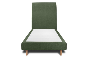 Lit 90x200 cm - Sommier tapissier H29 cm + tête de lit tapissée - Tissu Toile natté Vert Kaki