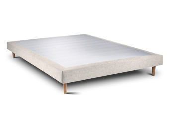 Sommier Tapissier 135x190 cm - H29 cm - Toile nattée - Beige clair