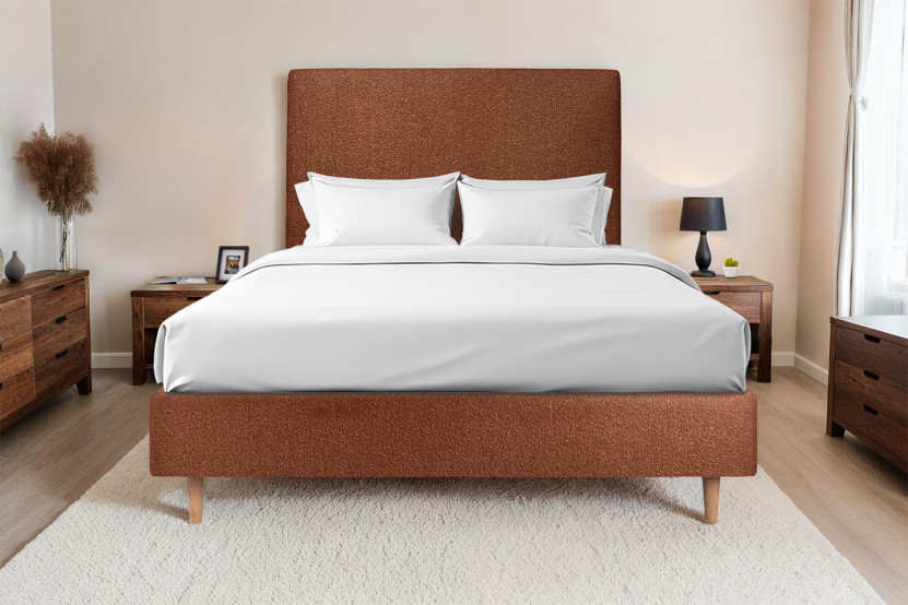 Tête de lit 140 cm Tapissée - Tissu Bouclette Terracotta