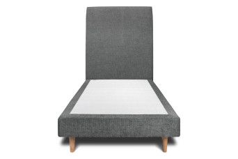 Lit 90x190 cm - Sommier tapissier H29 cm + tête de lit tapissée - Tissu Toile natté Gris Anthracite