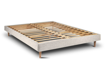 Sommier à Lattes 135x190 cm - H29 cm - Toile nattée - Beige clair