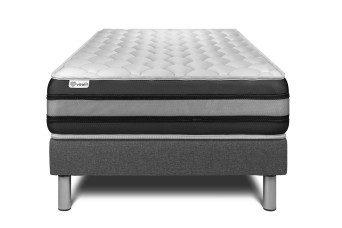 Ensemble Matelas Sommier 90x200 cm - Sommier Gris (en kit) - Vitalspring Zen