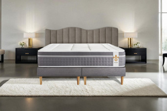 Ensemble Matelas Sommier 200x200 cm - 2 Sommiers Gris - Trente
