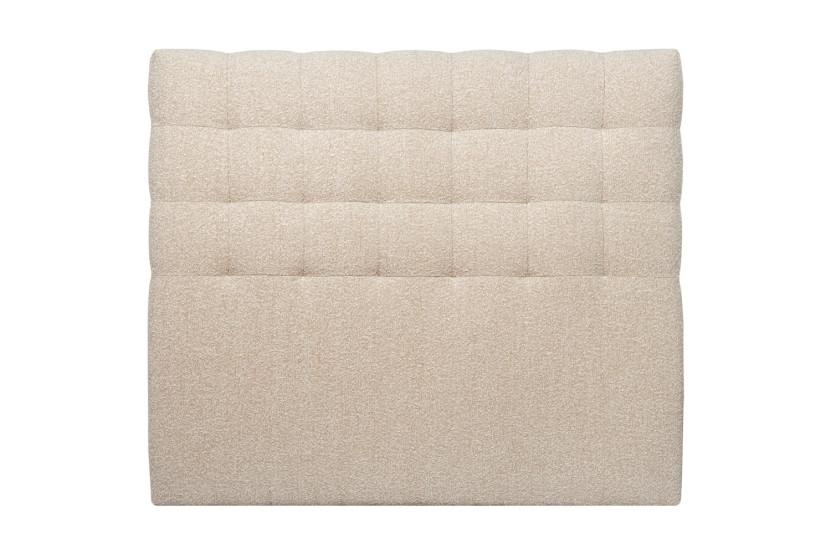 Tête de lit 140 cm Capitonnée - Tissu Bouclette Beige Clair