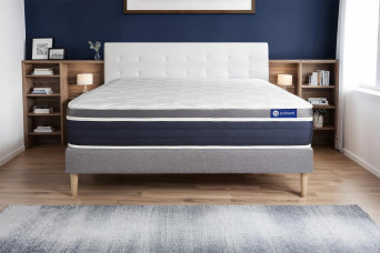 Ensemble Matelas Sommier 120x190 cm - Sommier Gris (en kit) - Actiflex Confort