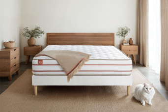 Ensemble Matelas Sommier 140x200 cm - Sommier Blanc (déjà monté) - Le Doux