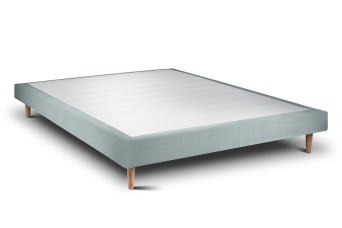 Sommier Tapissier 135x190 cm - H29 cm - Velours - Gris bleuté