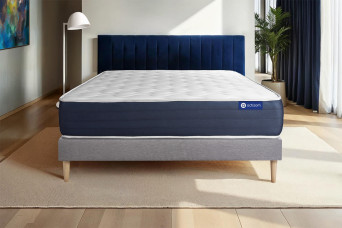 Ensemble Matelas Sommier 120x190 cm - Sommier Gris (en kit) - Actilatex Sleep