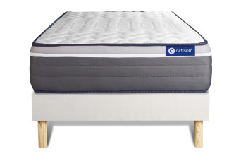 Ensemble Matelas Sommier 90x200 cm - Sommier Blanc (en kit) - Actilatex Plus