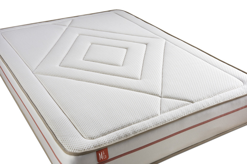 Pack lit complet 200x200 cm - Matelas + Sommier Blanc (en kit) + 2 oreillers + Couette - Le Paisible