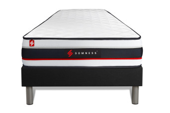 Ensemble Matelas Sommier 90x190 cm - Sommier Noir (en kit) - Form