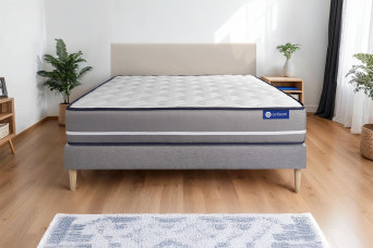 Ensemble Matelas Sommier 140x200 cm - Sommier Gris (en kit) - Actiflex Pur