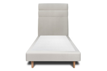 Lit 90x200 cm - Sommier tapissier H29 cm + tête de lit à lignes - Tissu Velours Gris Clair