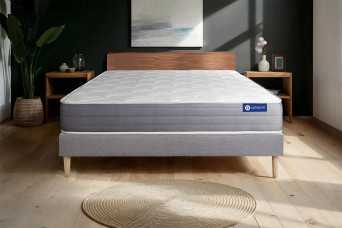 Ensemble Matelas Sommier 120x190 cm - Sommier Gris (en kit) - Actiflex Dream