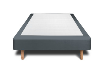 Sommier Tapissier 90x200 cm - H29 cm - Velours - Gris anthracite