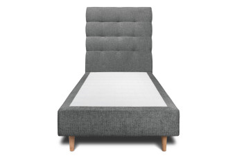 Lit 90x190 cm - Sommier tapissier H35 cm + tête de lit capitonnée - Tissu Toile natté Gris Anthracite