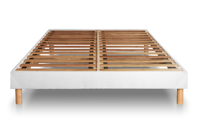 Pack lit complet 200x200 cm - Matelas + Sommier Blanc (en kit) + 2 oreillers + Couette - Exclusive