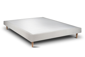 Sommier Tapissier 135x190 cm - H29 cm - Velours - Gris clair