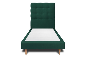 Lit 90x200 cm - Sommier tapissier H29 cm + tête de lit capitonnée - Tissu Velours Vert
