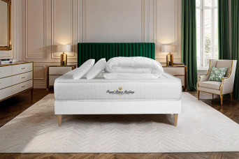 Pack lit complet 180x200 cm - Matelas + Sommier Blanc (en kit) + 2 oreillers + Couette - Lancaster