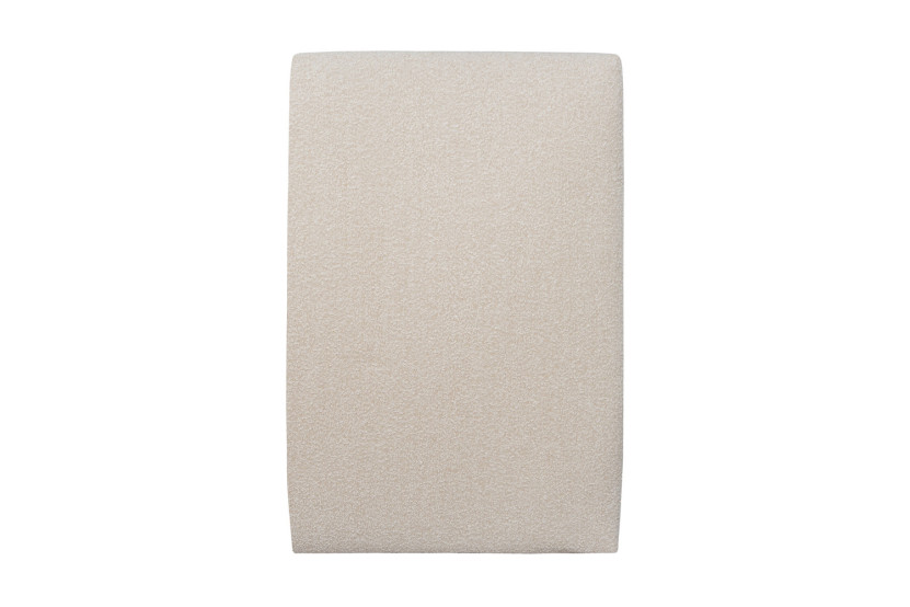Lit 90x190 cm - Sommier tapissier H35 cm + tête de lit tapissée - Tissu Bouclette Beige Clair