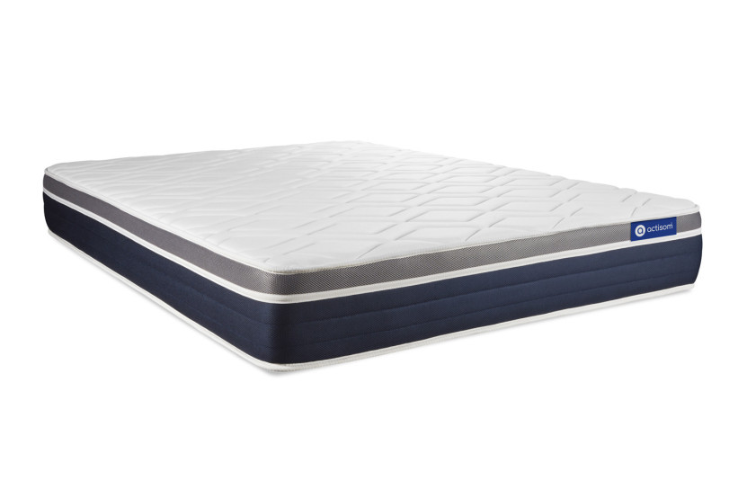Pack lit complet 180x200 cm - Matelas + Sommier Blanc (en kit) + 2 oreillers + Couette - Actimemo Confort