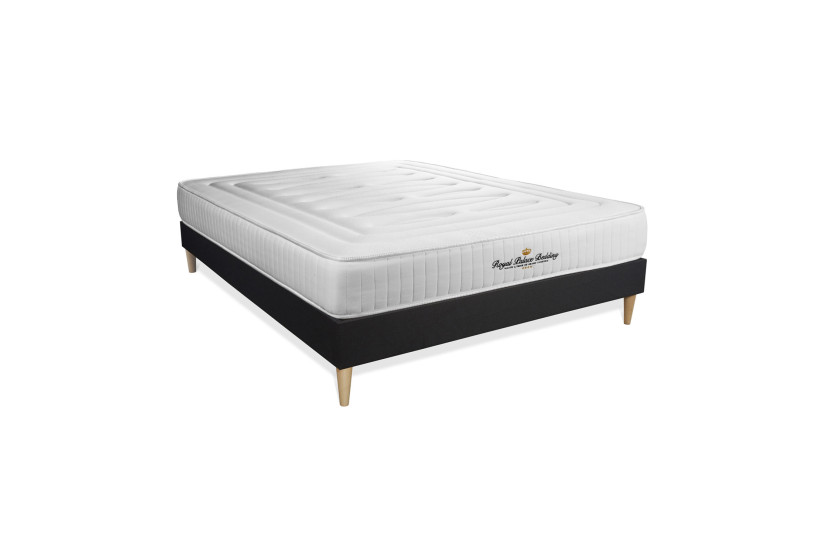 Pack lit complet 180x200 cm - Matelas + 2 Sommiers noirs + 2 oreillers + Couette - Nottingham
