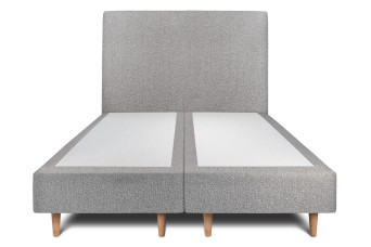 Lit 2x 90x200 cm - Sommier tapissier H35 cm + tête de lit tapissée - Tissu Bouclette Gris