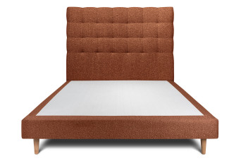 Lit 140x200 cm - Sommier tapissier H29 cm + tête de lit capitonnée - Tissu Bouclette Terracotta
