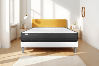 Ensemble Matelas Sommier 140x200 cm - Sommier Blanc (déjà monté) - Vitalpower