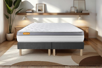 Ensemble Matelas Sommier 160x200 cm - 2 Sommiers Gris - Memo Zen