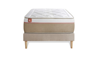 Ensemble Matelas Sommier 90x200 cm - Sommier Beige (en kit) - Le Soyeux