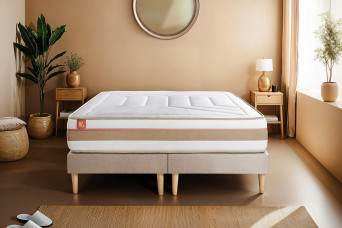 Ensemble Matelas Sommier 160x200 cm - 2 Sommiers Beige - Le Tendre