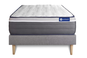 Ensemble Matelas Sommier 80x200 cm - Sommier Gris (en kit) - Actilatex Plus