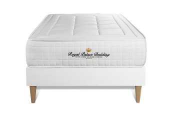 Ensemble Matelas Sommier 90x200 cm - Sommier Blanc (déjà monté) - Balmoral