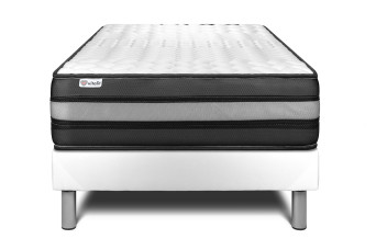 Ensemble Matelas Sommier 90x200 cm - Sommier Blanc (déjà monté) - Vital Power Zen
