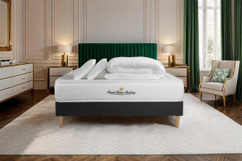 Pack lit complet 180x200 cm - Matelas + Sommier Noir (en kit) + 2 oreillers + Couette - Lancaster