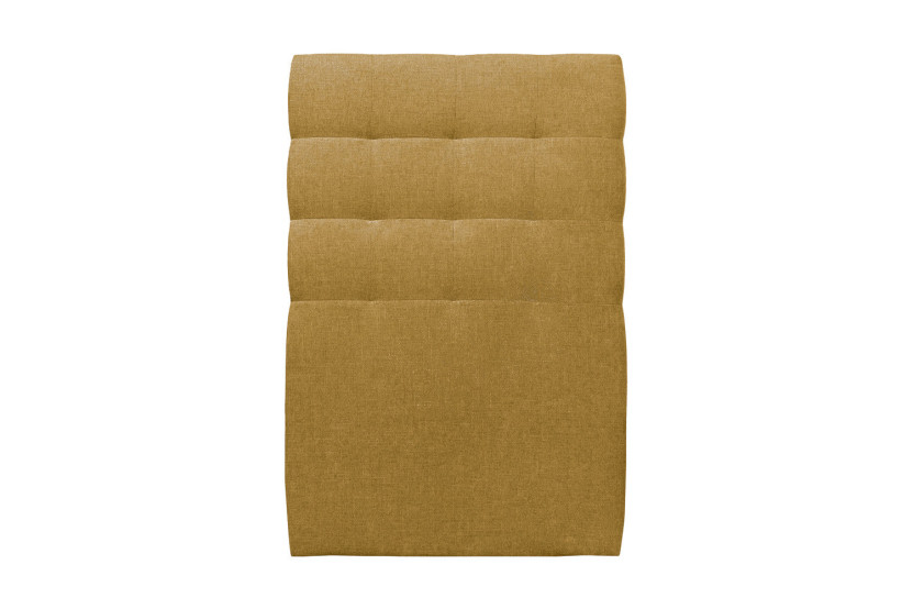 Lit 90x200 cm - Sommier tapissier H29 cm + tête de lit capitonnée - Tissu Toile natté Jaune