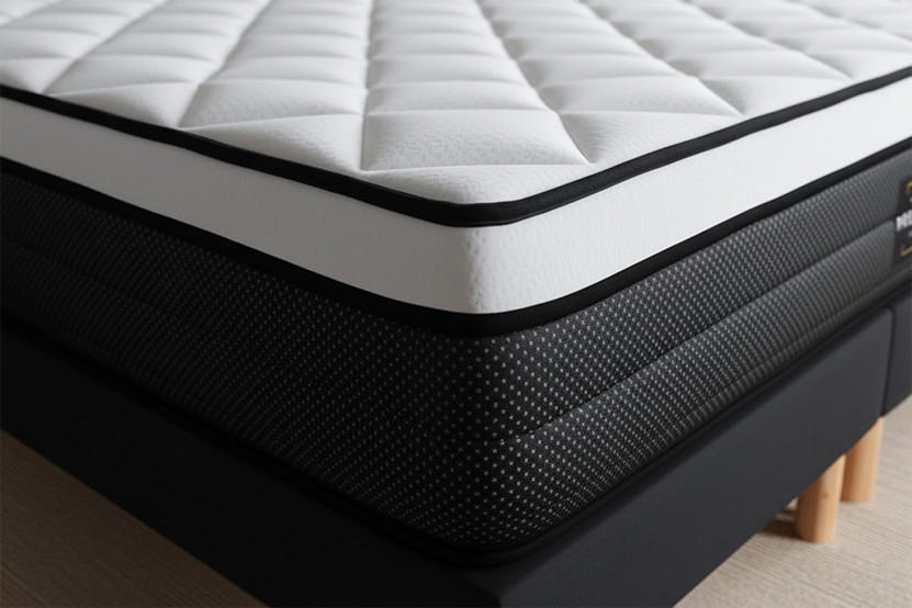 Pack lit complet 160x200 cm - Matelas + Sommier Noir + 2 oreillers + Couette - Suite