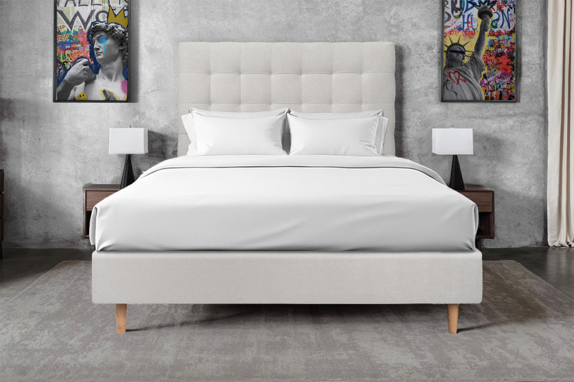 Tête de lit 200 cm Capitonnée - Tissu Velours Gris Clair