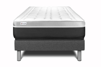 Ensemble Matelas Sommier 90x190 cm - Sommier Gris (en kit) - Vital Soft