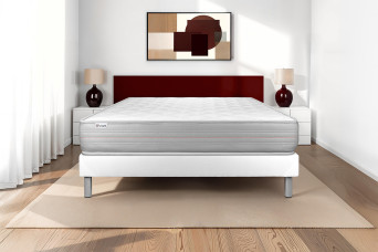 Ensemble Matelas Sommier 140x190 cm - Sommier Blanc (en kit) - Vitalmemo