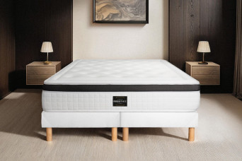 Ensemble Matelas Sommier 180x200 cm - 2 Sommiers Blancs (déjà monté) - Privilège