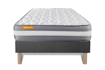 Ensemble Matelas Sommier 90x200 cm - Sommier Gris (déjà monté) - Memo Plus