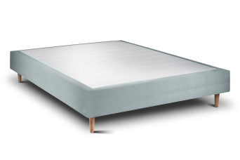 Sommier Tapissier 135x190 cm - H35 cm - Velours - Gris bleuté