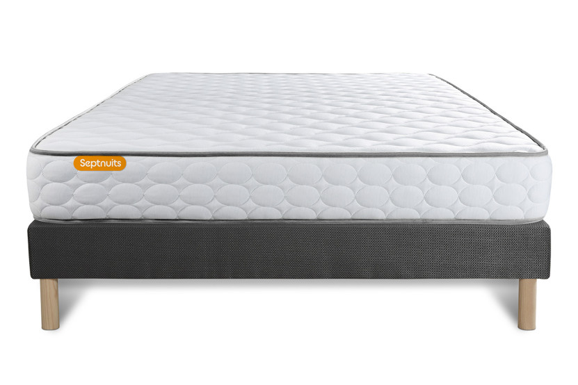 Ensemble Matelas Sommier 140x200 cm - Sommier Gris (déjà monté) - Memo